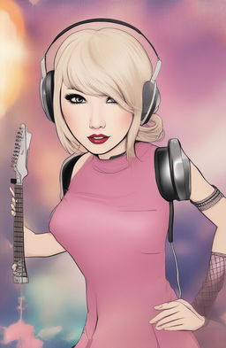 A unique digital art image featuring the Wojak character styled as Taylor Swift, blending the simplicity of the meme with the detailed, realistic depiction of the music artist