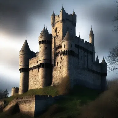 The castle in the gothic novel was embattled, with towering walls and battlements guarding its inhabitants.