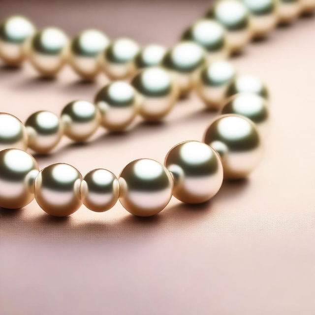 A high-quality digital art image showcasing a string of radiant pearls