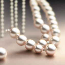 A high-quality digital art image showcasing a string of radiant pearls