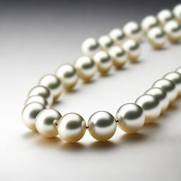 A high-quality digital art image showcasing a string of radiant pearls