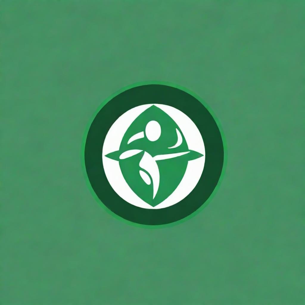 Generate a logo for a sports week event dominated by the color green and without any text.