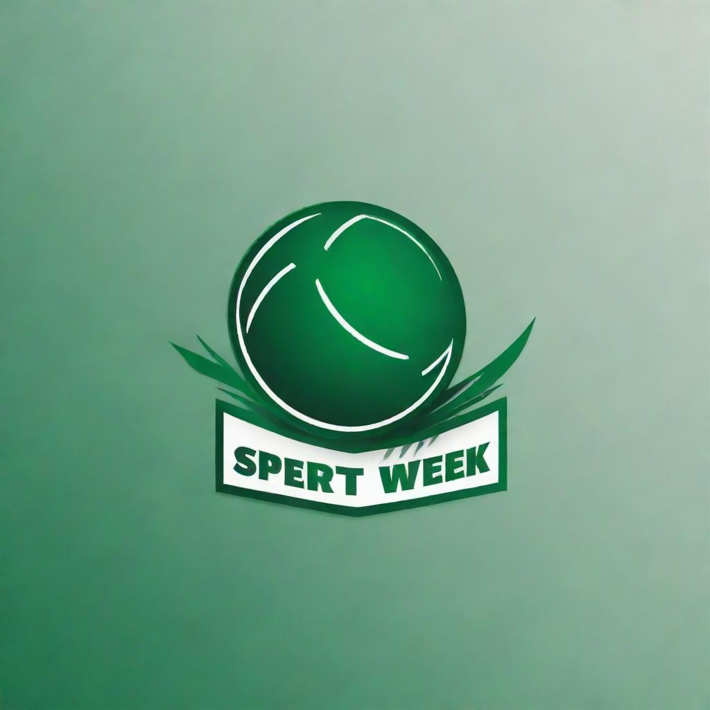 Create a highly detailed logo for a sports week event, dominated by shades of green, without any text.