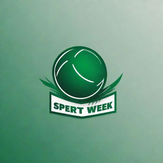 Create a highly detailed logo for a sports week event, dominated by shades of green, without any text.