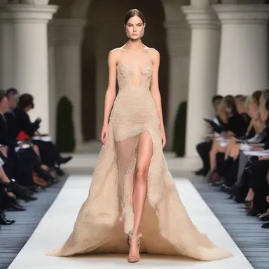 The designer showcased an elegant gown made entirely from nonrenewable materials, sending a provocative message about sustainability.