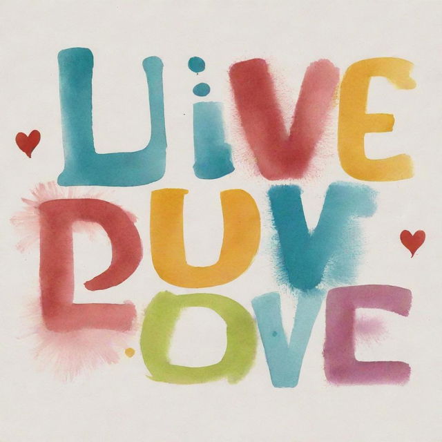 An inspiring artwork featuring the words 'Live', 'Love', 'Laugh' in a beautiful, artistic typeface, embodying positivity and joy.