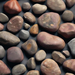 A high-quality digital art image featuring a variety of rocks