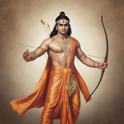 A radiant image of Shree Ram, the legendary prince of Ayodhya, presented in traditional Indian artistic style, with a bow and arrow in hand, displaying nobility and divinity.