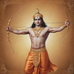 A radiant image of Shree Ram, the legendary prince of Ayodhya, presented in traditional Indian artistic style, with a bow and arrow in hand, displaying nobility and divinity.