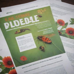 Create a promotional flyer showing the negative effects of pesticides on nature with bold headlines, dramatic imagery relating to flora and fauna, and actionable advice for safer alternatives.