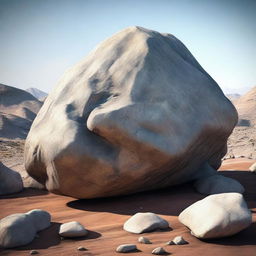 An impressive, high-quality digital art image showcasing a massive rock