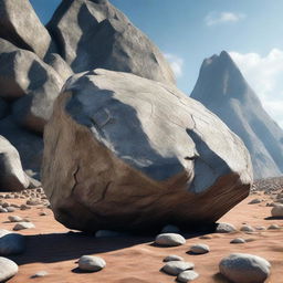 An impressive, high-quality digital art image showcasing a massive rock