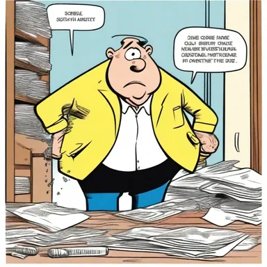 In the comic strip, the heavy-handed character constantly dropped things and made a mess of every situation.