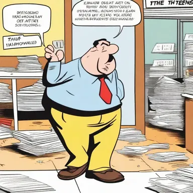In the comic strip, the heavy-handed character constantly dropped things and made a mess of every situation.