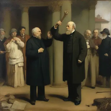 The painting reflects the artist's criticism of heavy-handed authority figures and their impact on society.