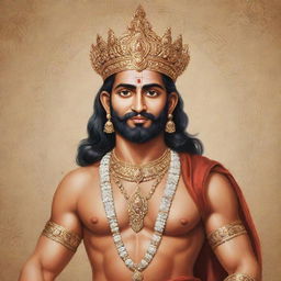 A graphic illustration of the Hindu God, Shree Ram, in regal attire and benevolent expression, with 'Vinesh' subtly inscribed in an artistic style.