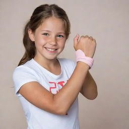 A strong and positive girl with a prosthetic arm, showcasing her resiliency and joy.