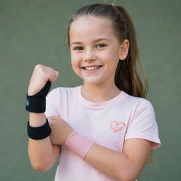 A strong and positive girl with a prosthetic arm, showcasing her resiliency and joy.