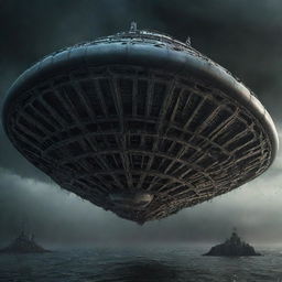 An intricately detailed reimagining of the alien ship from Stephen King's novel Tommyknockers, exuding an eerie and otherworldly aura.