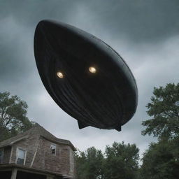 The alien ship from Stephen King's Tommyknockers rising on a dramatic slanted angle, creating an impressive canted visual.