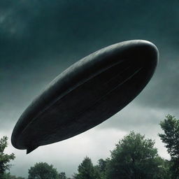 The alien ship from Stephen King's Tommyknockers rising on a dramatic slanted angle, creating an impressive canted visual.