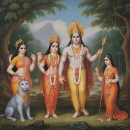 Shree Ram alongside Sita, Lakshaman, and Hanuman in a serene, spiritual setting