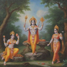 Shree Ram alongside Sita, Lakshaman, and Hanuman in a serene, spiritual setting