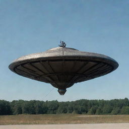 The alien ship from Stephen King's Tommyknockers initially rising on a slant, and then leveling out to a horizontal position.