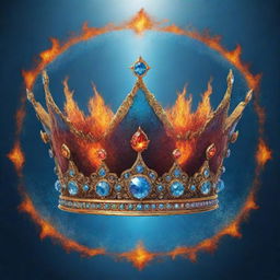 An illustration of a majestic crown imbued with elements of fire and water