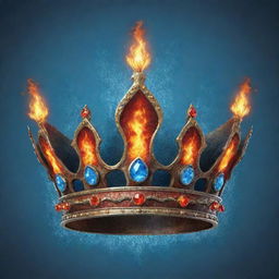 An illustration of a majestic crown imbued with elements of fire and water