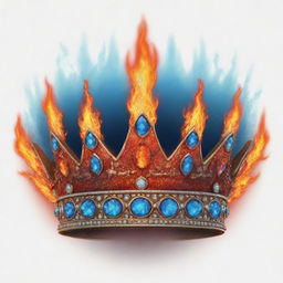 An illustration of a majestic crown imbued with elements of fire and water