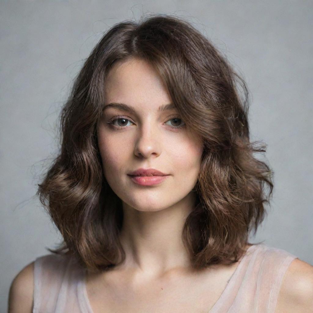 Portrait of a girl with a long bob haircut and wavy hair