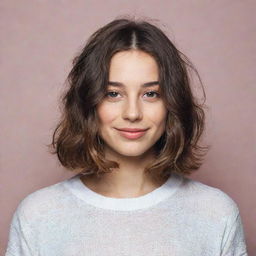 Portrait of a girl with a long bob haircut and wavy hair