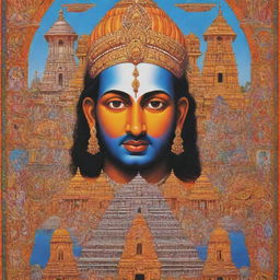 Original poster celebrating Jai Shree Ram in Ayodhya, featuring prominent Hindu architecture, vibrant colors, and cultural symbols intrinsic to the history and devotion of the site.