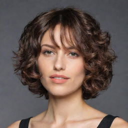 Short bob haircut with flowing layers and wavy-curly hair