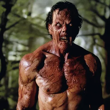 In the horror movie, the protagonist's body became blotchy and disfigured after being attacked by the supernatural creature.