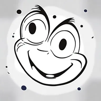 The character's face in the cartoon was blotchy, with irregularly shaped spots all over it.