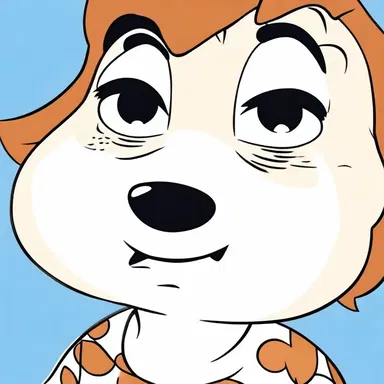The character's face in the cartoon was blotchy, with irregularly shaped spots all over it.