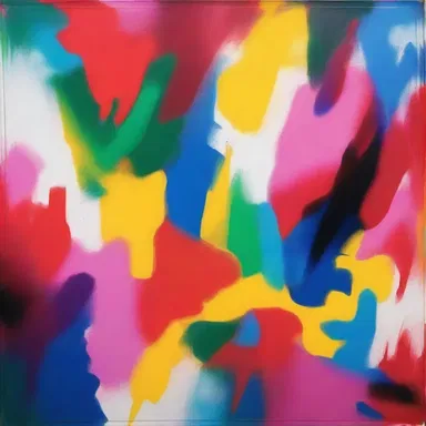 The artist used bold and vibrant colors to create a blotchy effect on the painting.