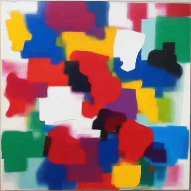 The artist used bold and vibrant colors to create a blotchy effect on the painting.