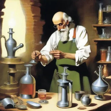 In the classic piece of literature, the alchemist discovers a method to nitrify metals and transforms ordinary objects into valuable treasures.