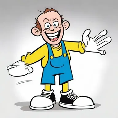 In the cartoon, the main character is always portrayed as a clumsy knucklehead.