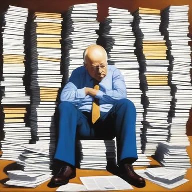 The artist showcased the struggles of the common taxpayer through a powerful painting depicting a weary individual surrounded by stacks of tax forms.
