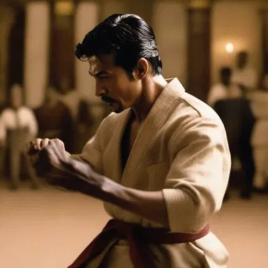 The actor's performance required a high level of manual dexterity as he flawlessly executed the intricate fight choreography in the movie scene.
