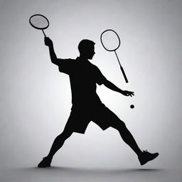 Create a silhouette of a person playing badminton.