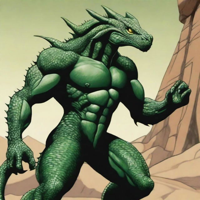 A top-quality digital art image depicting a lizardman