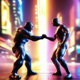 A high-quality digital art image depicting a face-off between two unidentified characters