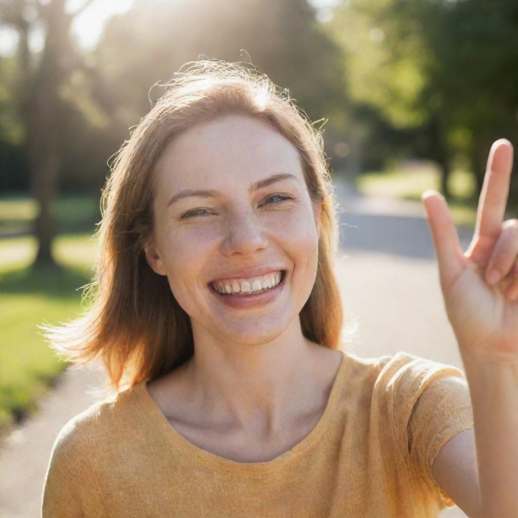 Friendly greeting with a smile on a sunny day