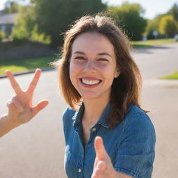 Friendly greeting with a smile on a sunny day