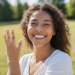 Friendly greeting with a smile on a sunny day